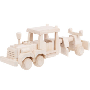 Baufahrzeug aus Holz, Straßenhobel oder Grader, 39 × 9 × 14 cm