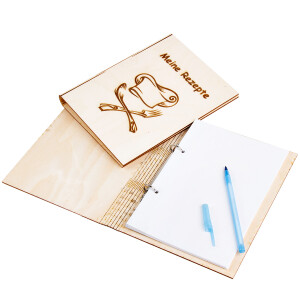 Holzmappe DIN A5, Ringbuch, Ordner aus Holz, 23 × 18 cm