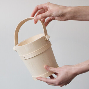 Holzeimer, Saunaeimer, Butterfass mit Henkel, 1 Liter