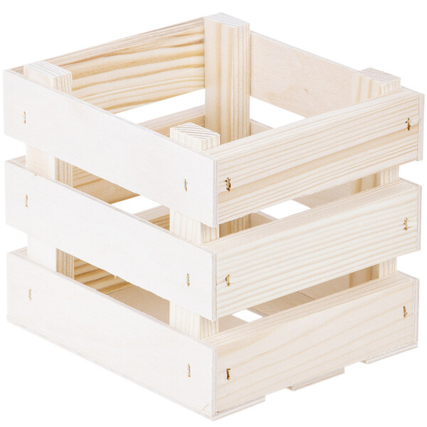 Quadratische Stiege aus Holz, 1,3-Liter-Holzkiste, 14 × 12 × 12 cm