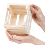 Quadratische Stiege aus Holz, 1,3-Liter-Holzkiste, 14 × 12 × 12 cm