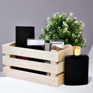 Rechteckige 2,5-Liter-Holzkiste, Ladenregalstiege, 23,5 × 12 × 12 cm