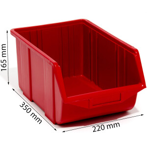 Sichtlagerkiste in Rot, Lagerbehälter 35 x 22 x 16 cm