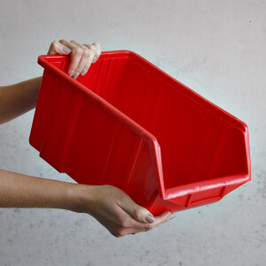 Sichtlagerkiste in Rot, Lagerbehälter 35 x 22 x 16 cm