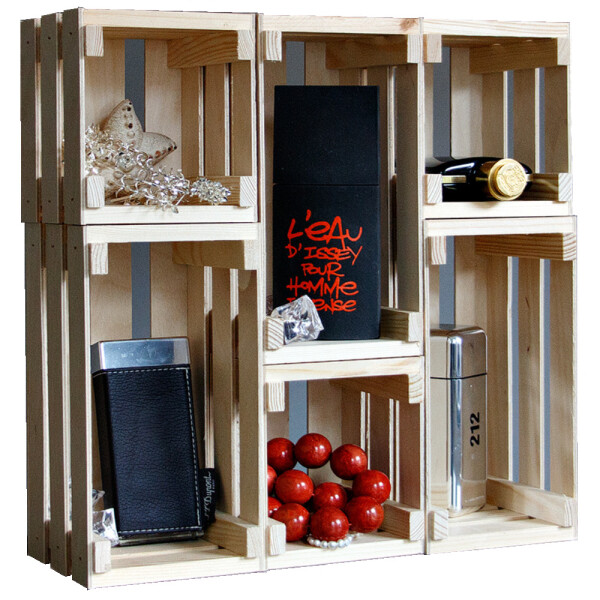 Kleines Wandregal aus Holzkisten, Badregal, 36 × 38 × 12 cm