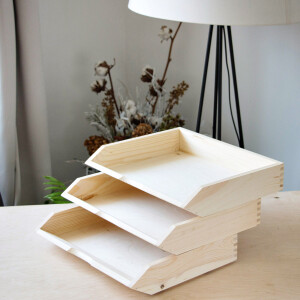 Dokumentenablage aus Vollholz, DIN A4, Querformat 34 x 27 x 7 cm