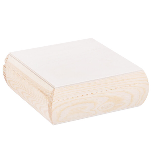 Holzkiste mit abgerundeten Ecken, 16 × 16 × 6 cm