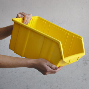 Sichtlagerkasten 35 x 22 x 16 cm gelbe Stapelbox mit 28...