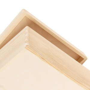 Quadratische große Holzkiste, 9,5 Liter mit Deckel, 30 × 30 × 13 cm