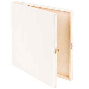 Flache, quadratische Holzkiste...