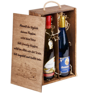 Geschenkschachtel aus Holz für 2 Flaschen in Eiche Dunkel