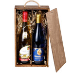 Geschenkschachtel aus Holz für 2 Flaschen in Eiche Dunkel