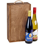 Geschenkschachtel aus Holz für 2 Flaschen in Eiche Dunkel