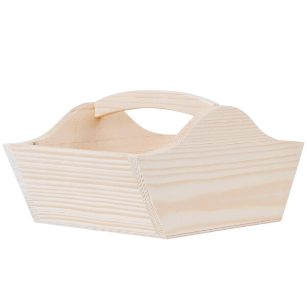 Holzschale mit Grif, Dekoschale aus Holz, 22 × 18 cm