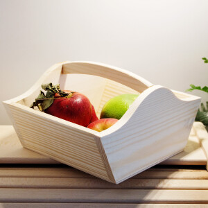 Holzschale mit Grif, Dekoschale aus Holz, 22 × 18 cm