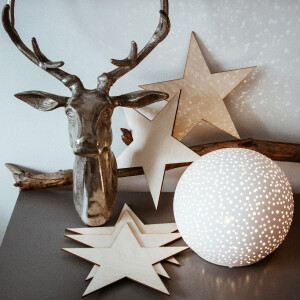 großer Stern als Weihnachtsstern 20 x 20 cm Winterstern aus Holz