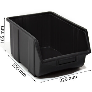 Schwarze Lagerkiste, 9,5 Liter, Sichtlagerkasten, 28 kg Tragfähigkeit