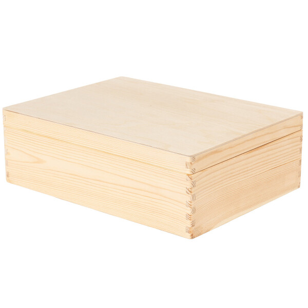 Große Holzkiste, 13 Liter mit Deckel, 40 × 30 × 14 cm