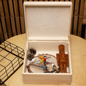 Quadratische große Holzkiste, 9,5 Liter mit Deckel, 30 × 30 × 13 cm