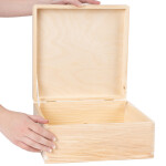 Quadratische große Holzkiste, 9,5 Liter mit Deckel, 30 × 30 × 13 cm