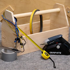 Werkzeugkasten aus Holz, Werkzeugträger mit Griff