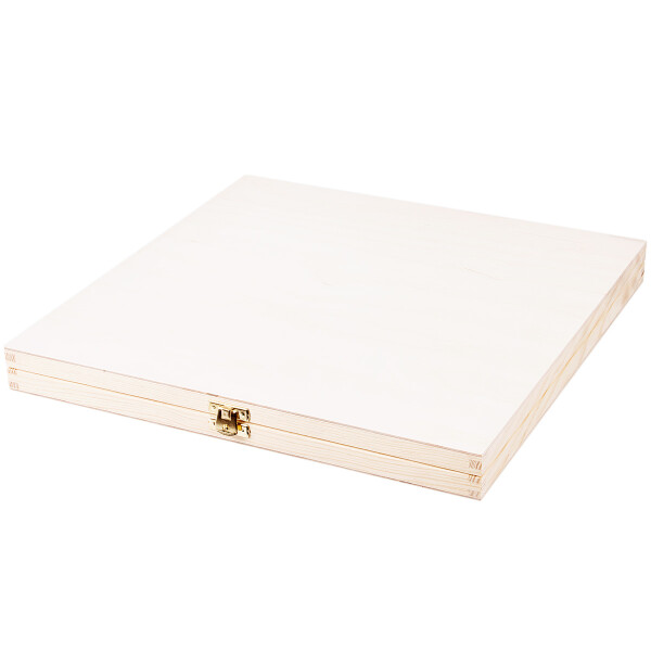 Flache, quadratische Holzkiste 35 × 35 × 3,5 cm Holzbox