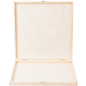 Flache, quadratische Holzkiste 35 × 35 × 3,5 cm Holzbox