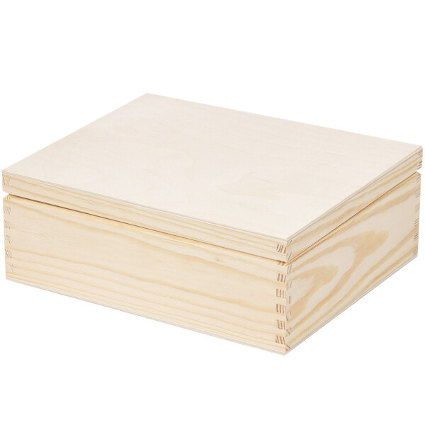Holzkiste mit Deckel und 6 Fächern, 25,5 × 20,5 × 9 cm