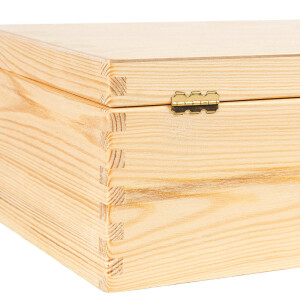 Vollholz-Kiste, Holzkiste mit Deckel, 30 × 20 × 14 cm