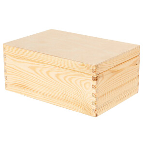 Vollholz-Kiste, Holzkiste mit Deckel, 30 × 20 × 14 cm