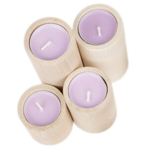 Runde Holz Teelichthalter im 4er-Set als Adventskranz