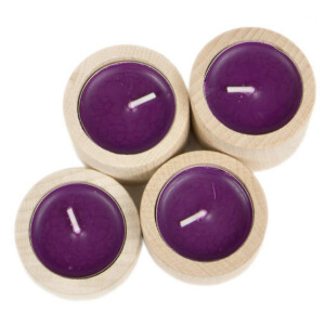 Runde Holz Teelichthalter im 4er-Set als Adventskranz