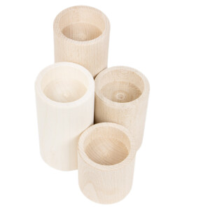 Runde Holz Teelichthalter im 4er-Set als Adventskranz
