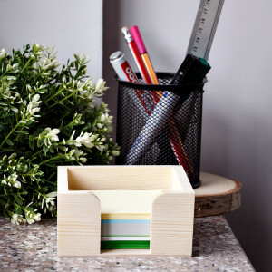 Zettelbox aus Holz, Notizzettelhalter 11 x 11 x 6 cm