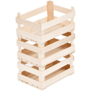 Ministiege aus Holz, 12,5 x 8,5 cm, Miniatur-Obststiege