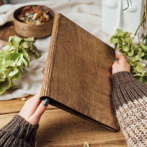 Holzhefter DIN A4, Zeugnismappe in Eiche Dunkel, Mappe, Schnellhefter