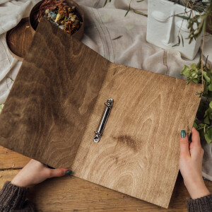 Holzhefter DIN A4, Zeugnismappe in Eiche Dunkel, Mappe, Schnellhefter